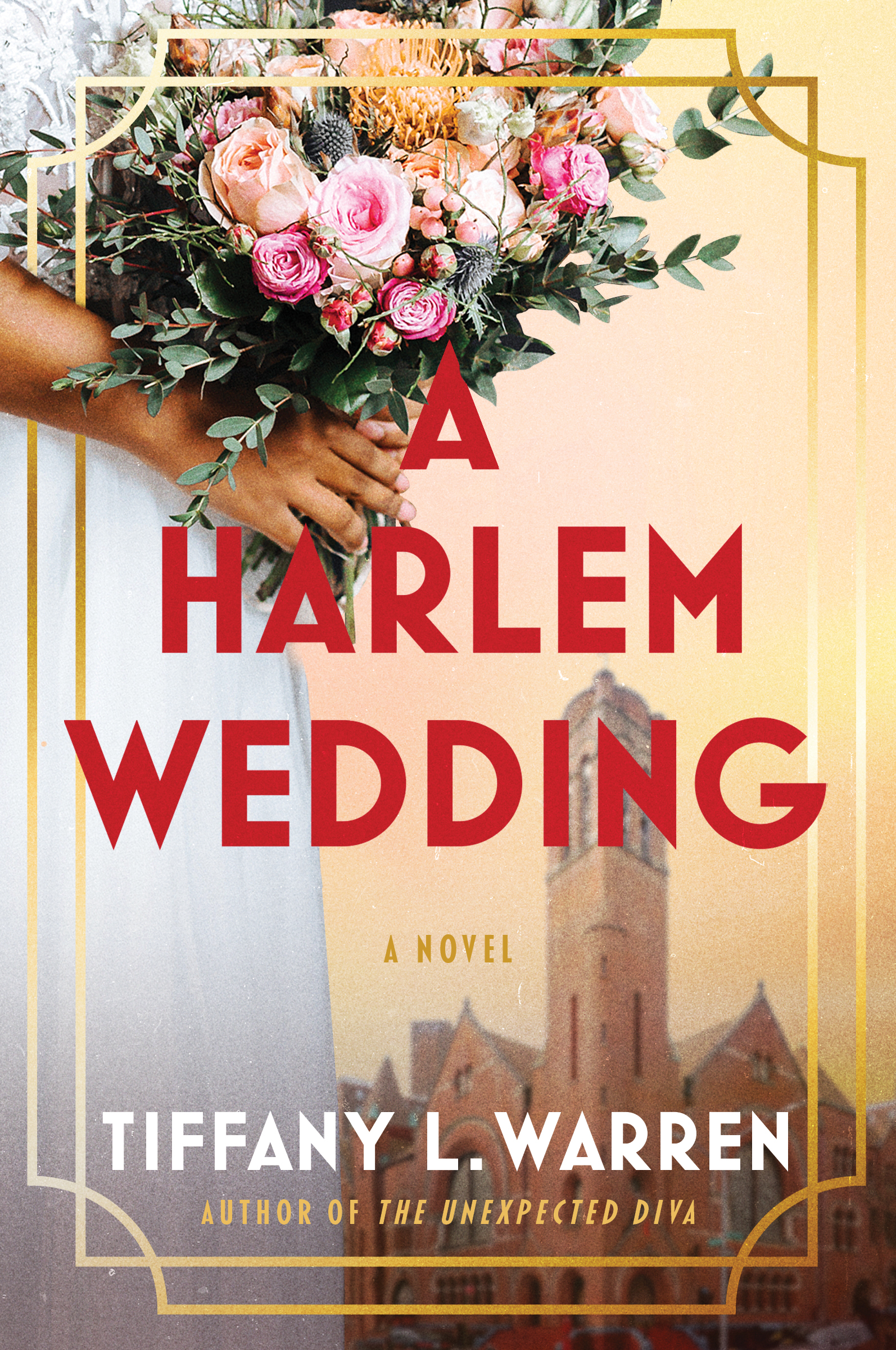 Cover of novel with a woman in a bridal gown holding a bouquet